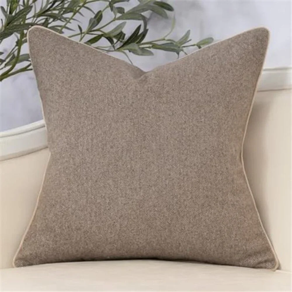 Neutral Floral Pillow Cover 20 x 20 Inches, Vintage Chenille Square